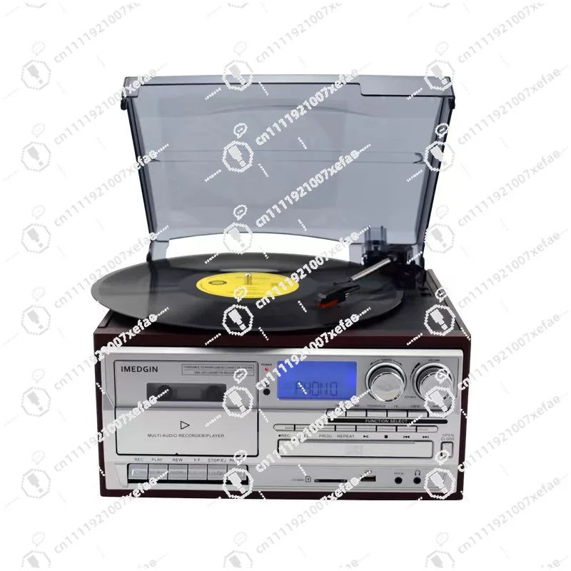 Classic Retro BT Turntable Multifunction 10-in-1 USB Disc Cassette Player Tape FM/AM Gramophone