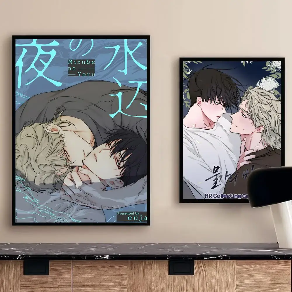 أنيمي BL L-المنخفضة المد في الشفق اللوحة الخط HD طباعة تجعد الفن صور لغرفة المعيشة ديكور جدران المنزل قماش