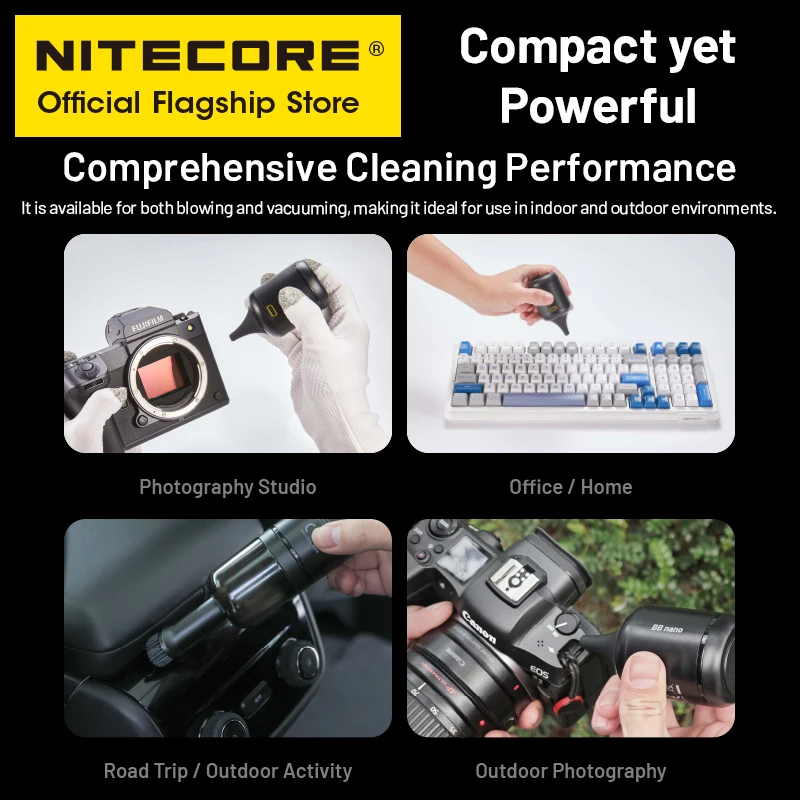 NITECORE BB nano Electric Camera Air Blower Mini Cordless Vacuum Cleaner Len Sensor Duster for Canon Sony Keyboard Anime Car Pet