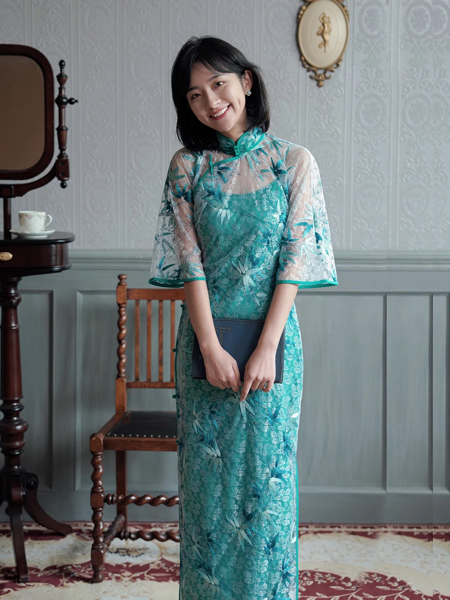 

Комплект Momei из двух предметов: длинное кружевное платье-сарафан и топ из бамбукового волокна, винтажный стиль, для повседневной носки, из полиэфирного волокна