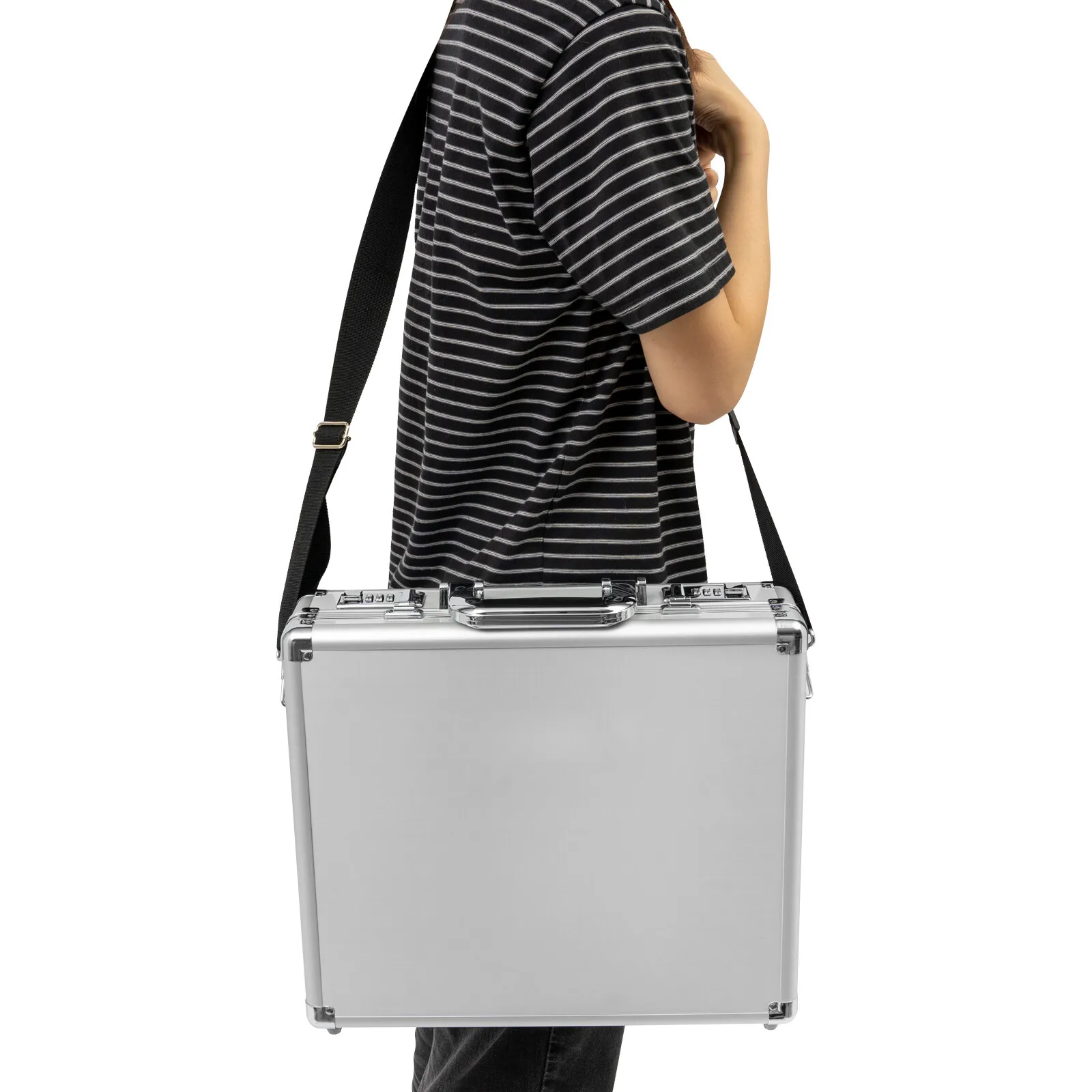Hard Security Briefcase–Dual Locks Spacious Storage Handheld/Shoulder Carry For Professionals Business Trips, Secure & Practical