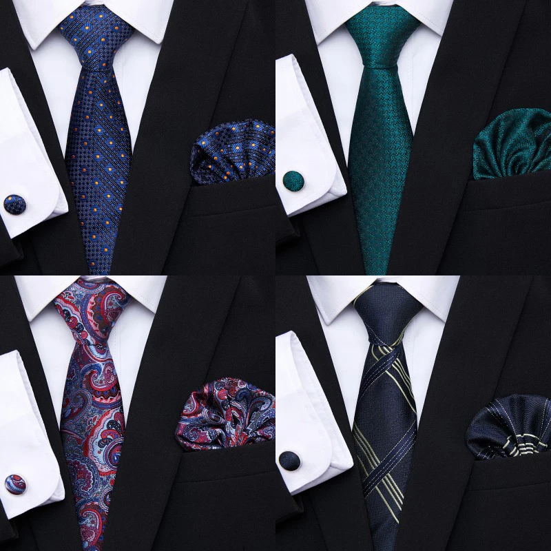 

65 Colors Newest style Silk Tie Pocket Squares Set For Men Necktie Green Paisley Wedding Clothing Accessories Man Performance