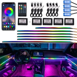 Kit de iluminación ambiental para coche, 18/22 en 1, 213/64 colores, arcoíris, Sinfonía, tira de luz LED RGB, lámpara de atmósfera Interior acrílica, aplicación remota