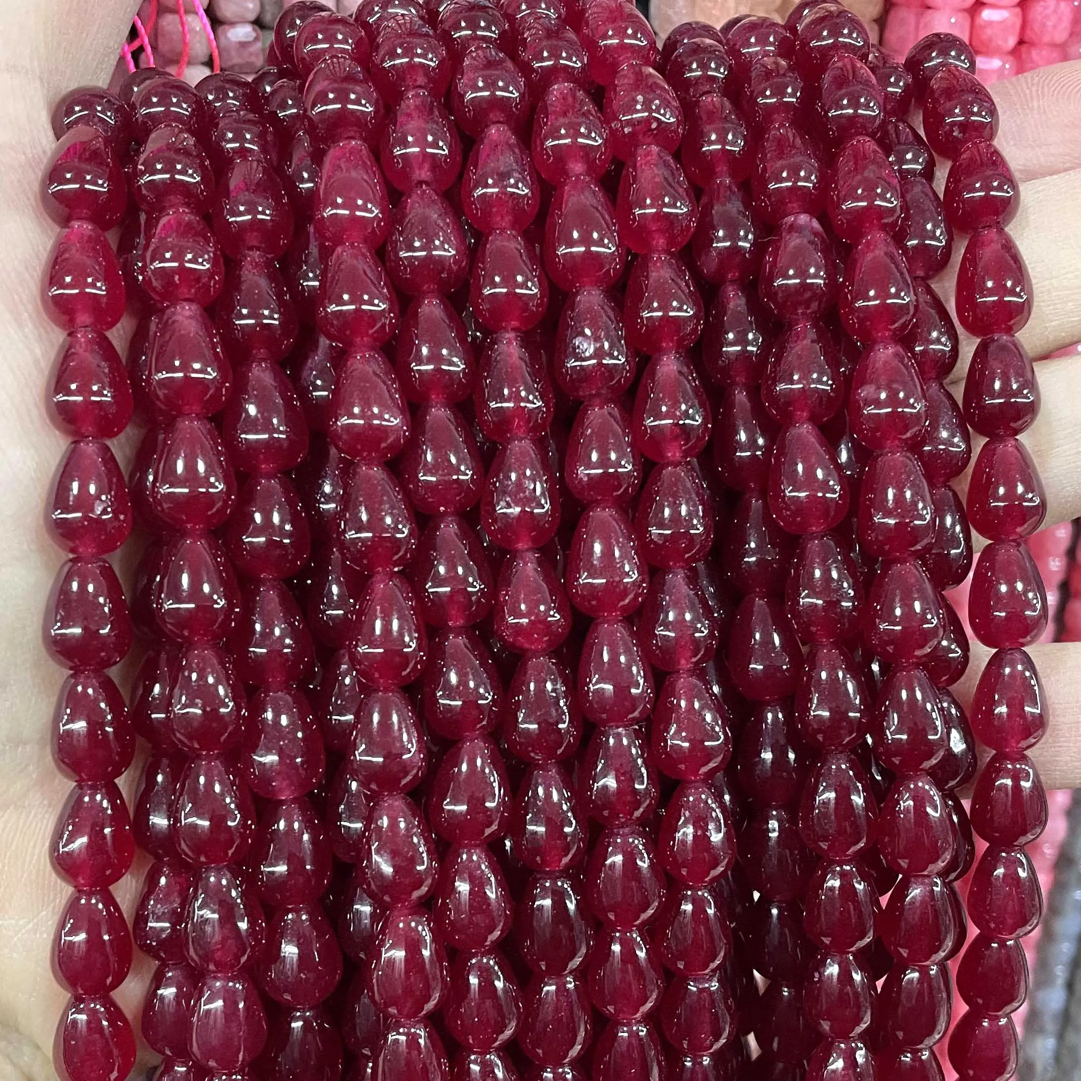 4 5 6 7 8 MM Natural Water Drop Red Chalcedony Jades Stone Loose Spacer Beads For Jewelry Making DIY Earrings Accessories