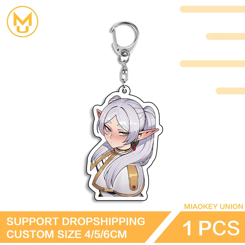 Kawaii Frieren Playful Practical Double Sided Acrylic Keyring Waterproof Lightweight For Backpack Clothes Hat Jewelry Gifts