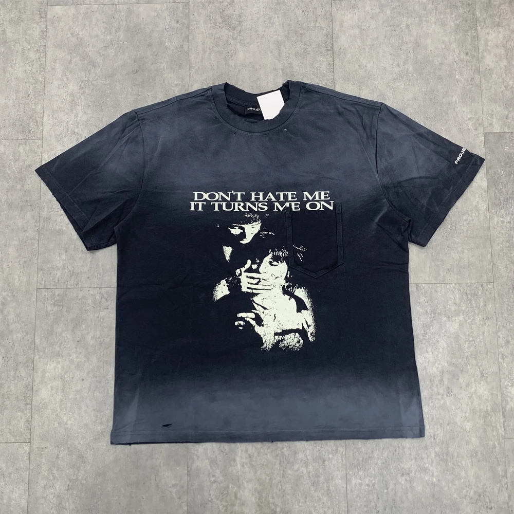 Yao Fashion Luxury Brand Streetwear Tee Tops Vintage Retro Loose Men Clothing Grophics Wased Old Y2k T Shirt For Men Unisex