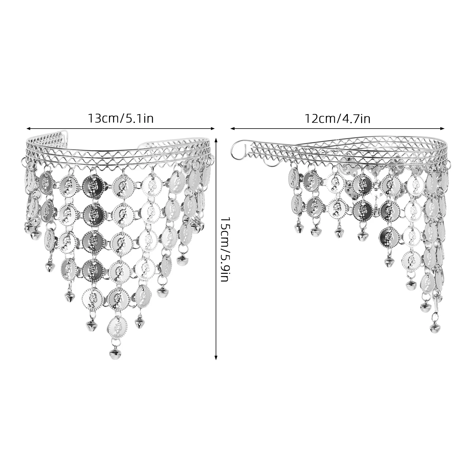 الهندي الرقص خوذة الرقص الشرقي زي الفضة رئيس سلسلة مهرجان الزفاف أداء إكسسوارات الشعر النساء الفتيات