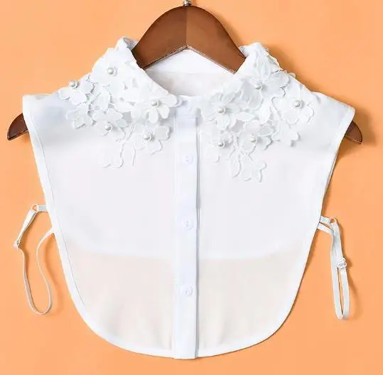 

Hollowout Lace Flower Embroidered Faux Collar Detachable Half Shirt Blouse Women Elegant Casual Daily Wear Fashion
