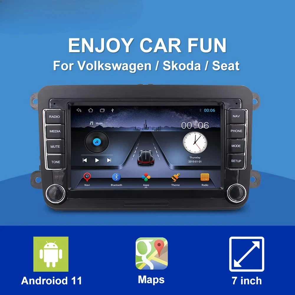 2 Din Auto Radio Touch Screen GPS Car Tracker Android Car Player DVD Video Stereo For VW Europe TS18 128G
