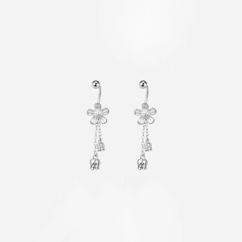 Boucles d'oreilles pendantes en argent sterling 925 véritable, chaîne de fleurs exquise, pour femmes, bijoux fins, accessoires de fête, perles à vis