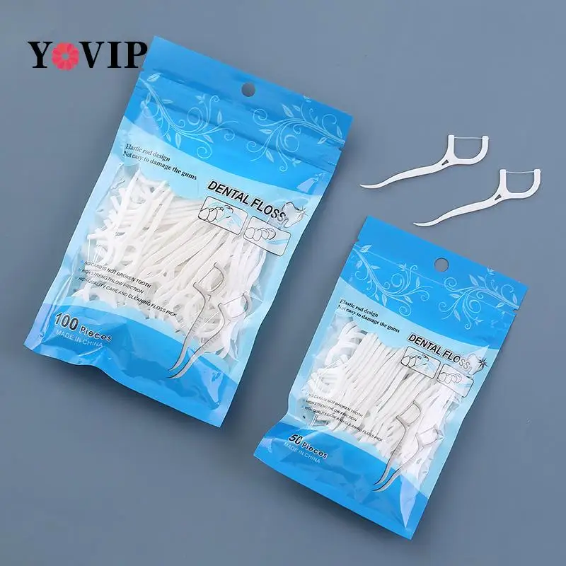 50/100pcs Dental Floss Flosser Picks Toothpicks Teeth Stick Tooth Cleaning Interdental Brush Dental Floss Pick Oral Hygiene Care