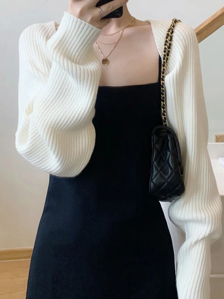 

White Knitted ort Thin Cardigan Women's Early Spring oulder Wrap Small Cannon Belted Outerwear Cover up Top