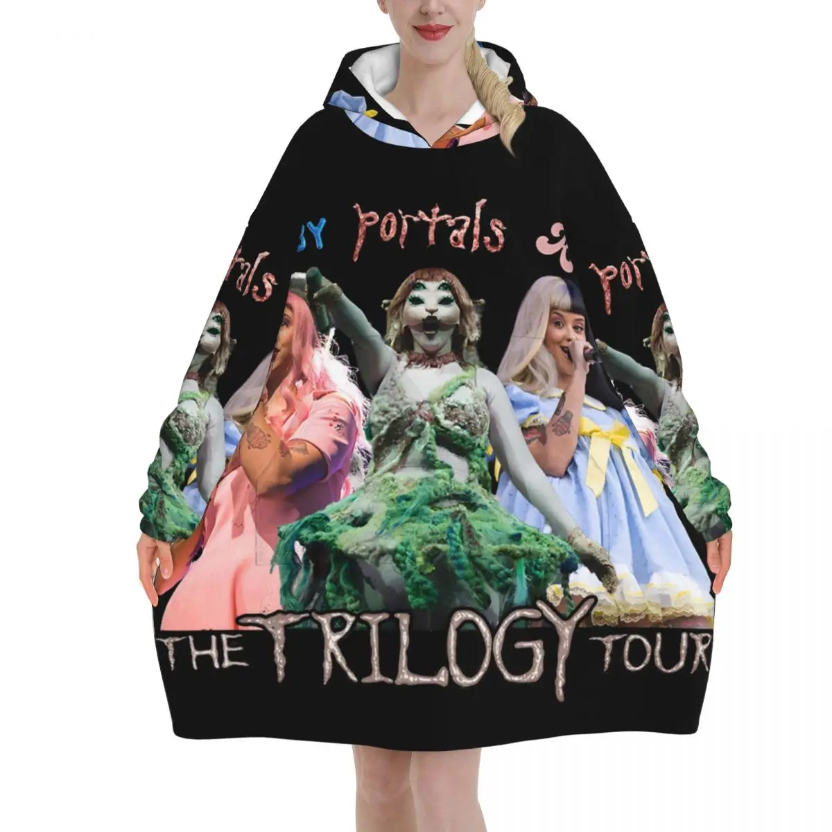 Oversized Melanie Martinez The Trilogy Tour 2024 Wearable Blanket Ultrasoft Plush Portals Albums Sweatshirt Blankets With Pocket