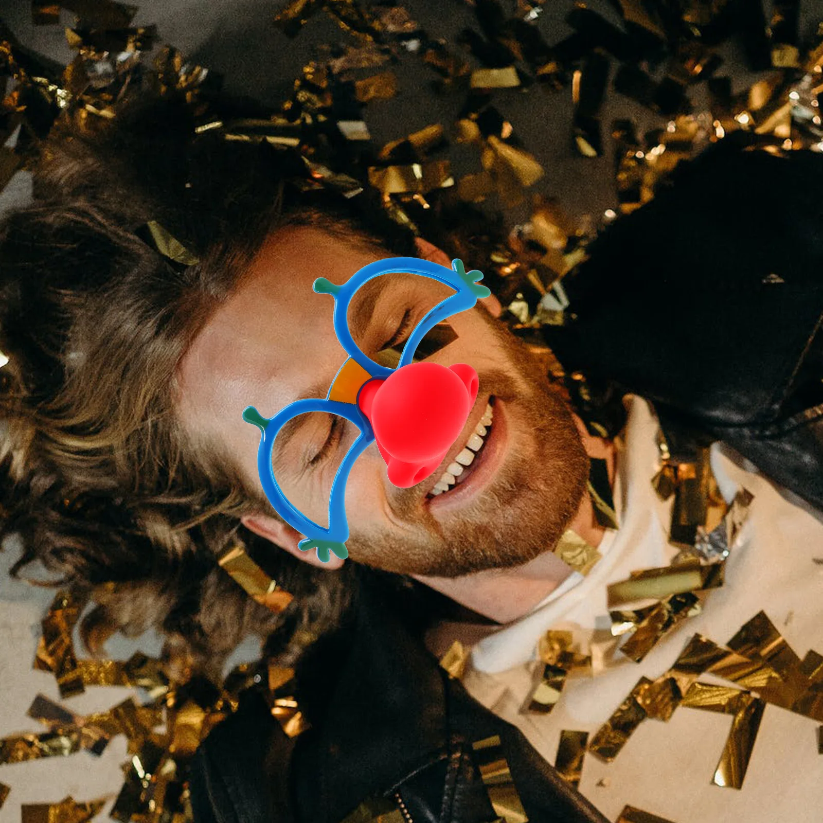 

2Pcs Funny Red Nose Glasses Party Eyewear Novelty Costume Lightweight Comfortable Wear Long Time Photo Props