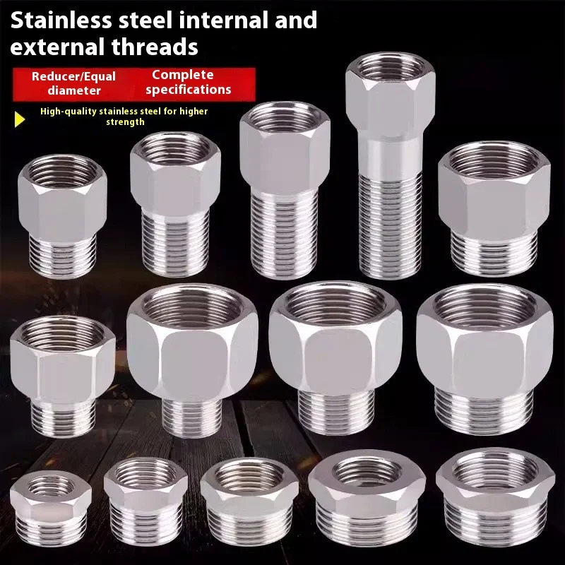 Stainless steel 4-point 6-point joint, direct inner and outer wire four-point extension pipe, 6-point to 4-point variable diamet