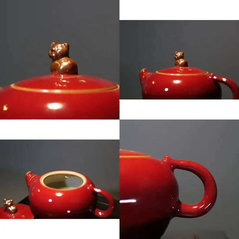

【CHIMU HOME】 Handmade Porcelain Pig Teapot for JUN&RU Jun High-Temperature Kiln Change Eco-Friendly Food Grade 240ml