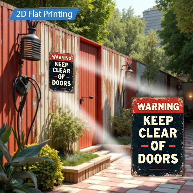 [2D FLAT] علامة معدنية مكونة من قطعة واحدة، علامة تحذير ريفية مقاس 8 × 12 بوصة تحافظ على شفافة من الأبواب فنًا معدنيًا