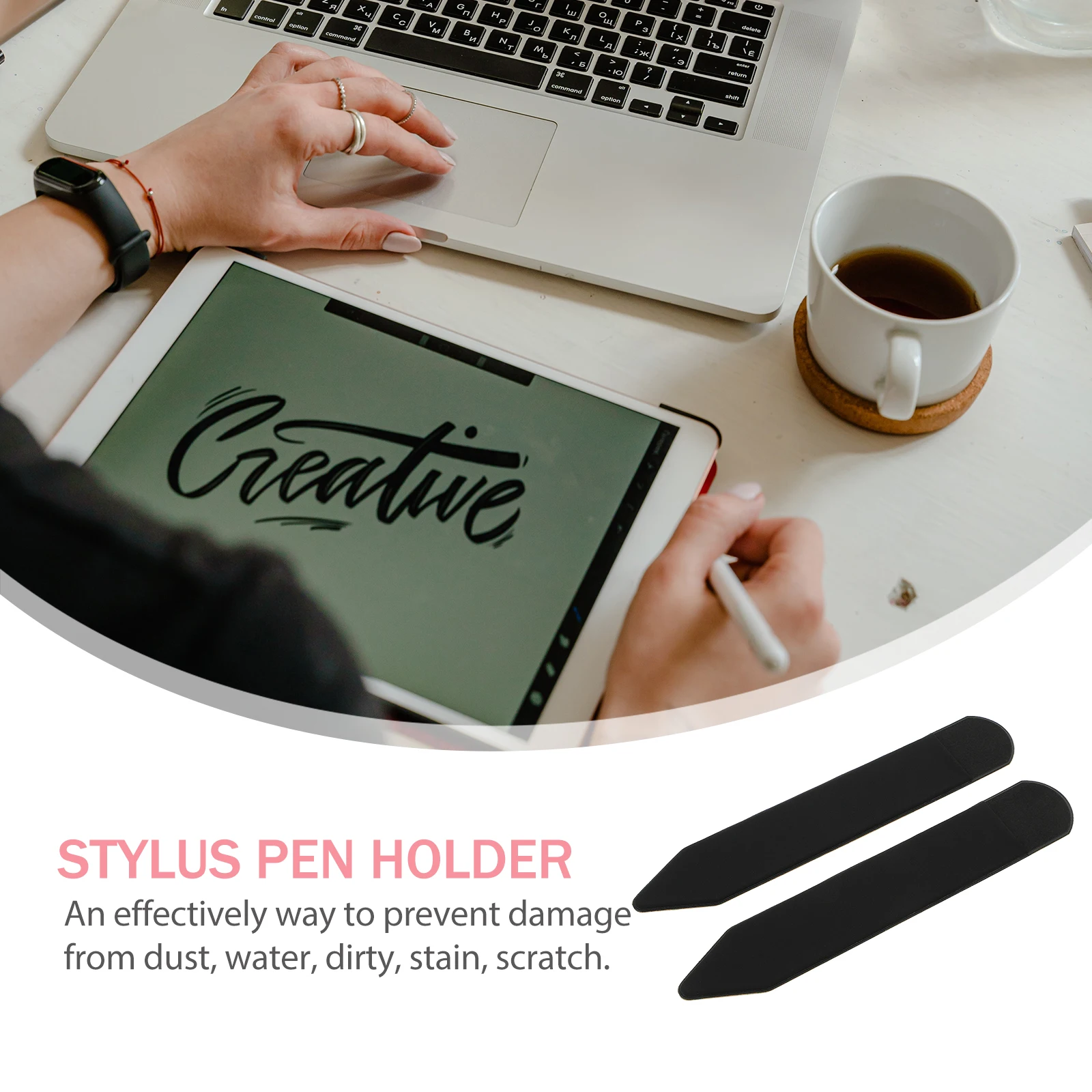 2Pcs Stylus Pen Sleeve Protective Pouch Adhesive Holder for Tablet Scratch Water Stain Prevention Stylish Elegant Pen Protector