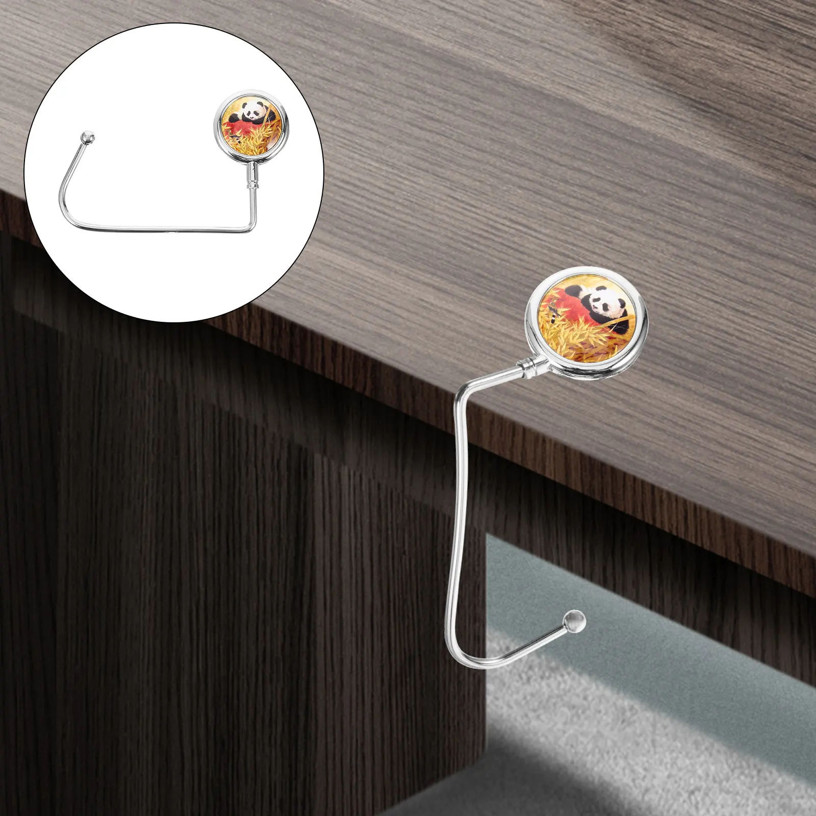 2pcs Bag Stainless Steel Panda Design Purse Hangers For Table Purse Hanger Desk Table Handbag Holder Travel Use SchoolbagHooks