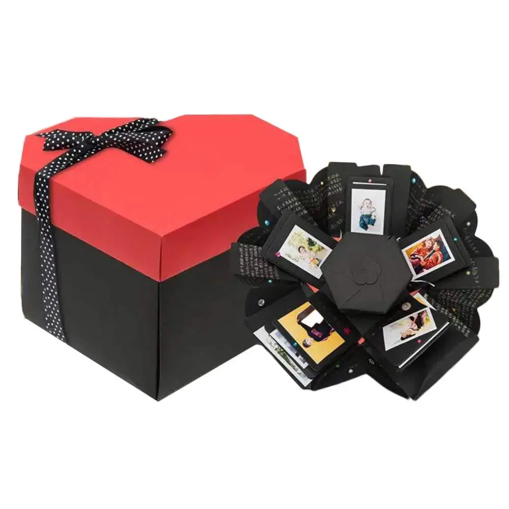 

Paper Love Heart Explosion Box Self-adhesion Handmade Folding Photo Album Gift Box Scrapbook Multi-Layer