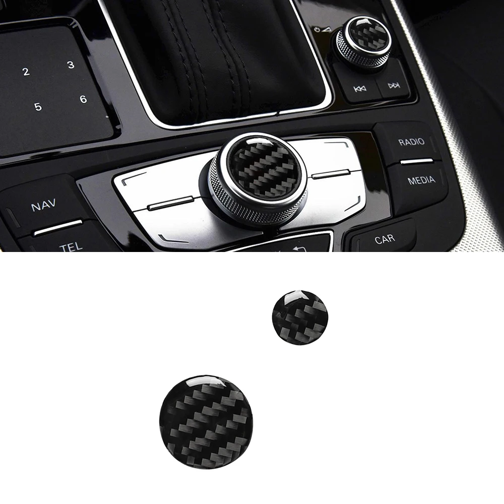 Voor Audi A6 S6 C7 A7 S7 4G8 2012-2018 Multimedia Knop Knop Panel Cover Trim Sticker Decal auto Accessoires Koolstofvezel