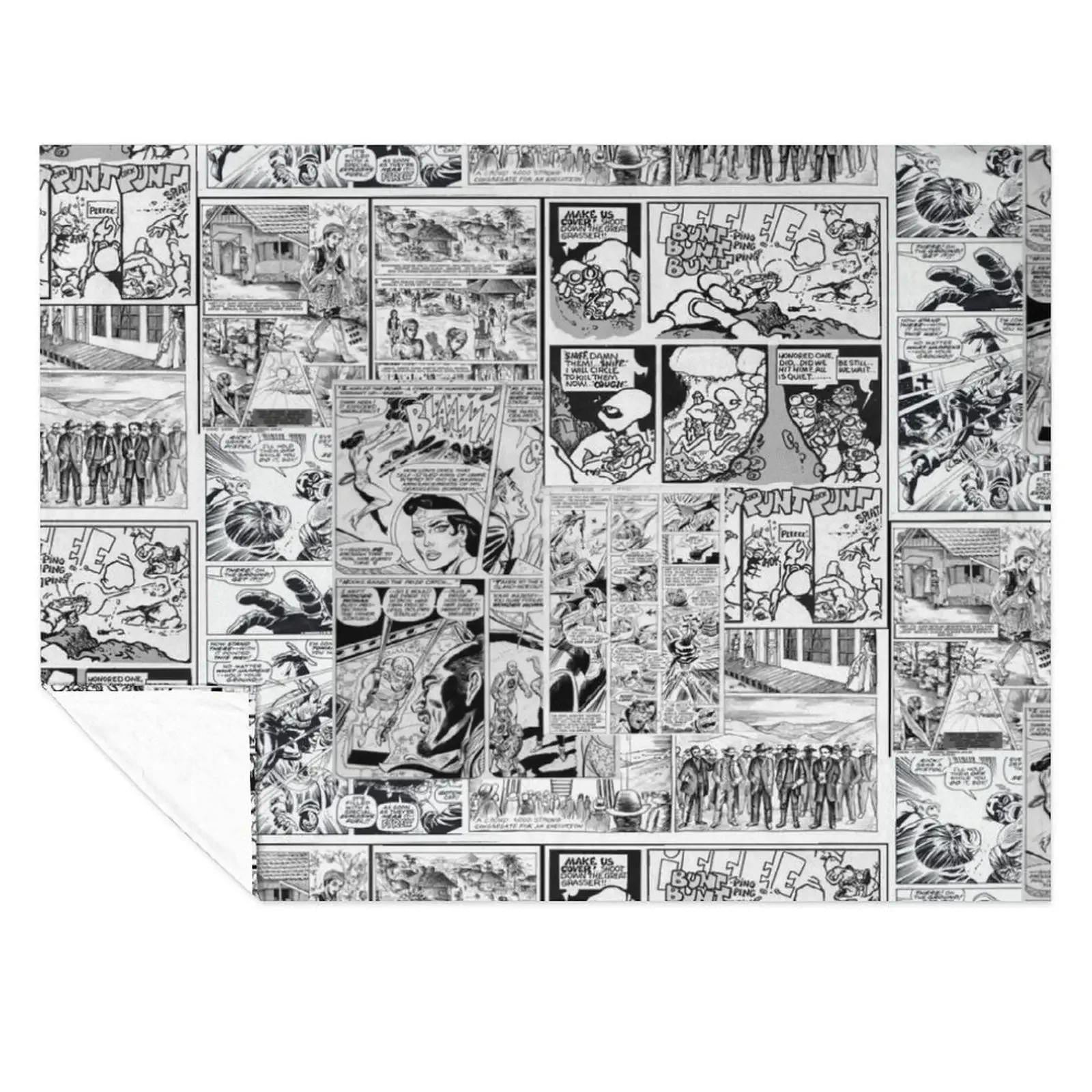

Comic book print [white] Throw Blanket For Sofa Thin Bed linens Cute Plaid Flannels Blankets