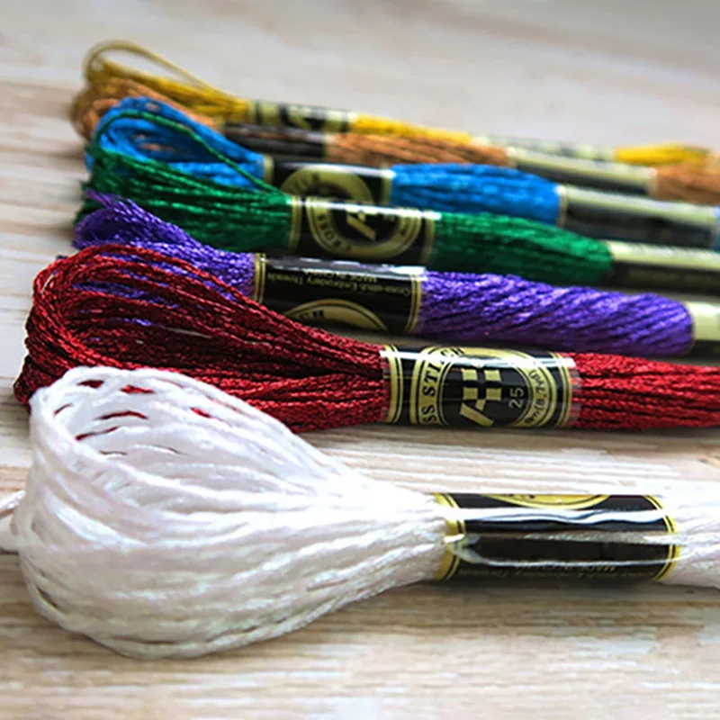 8 Meters 12 Strands Colorful Metallic Thread  Handmade Cross-stitch Wiring Thread Gold Silk Embroidery Threads