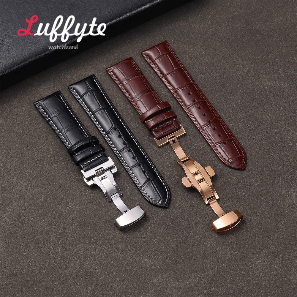 Bambus-Knotenmuster-Lederarmband, 18 mm, 20 mm, 22 mm, 24 mm, mit Schmetterlingsschnalle, Ersatzbänder, Uhrenzubehör