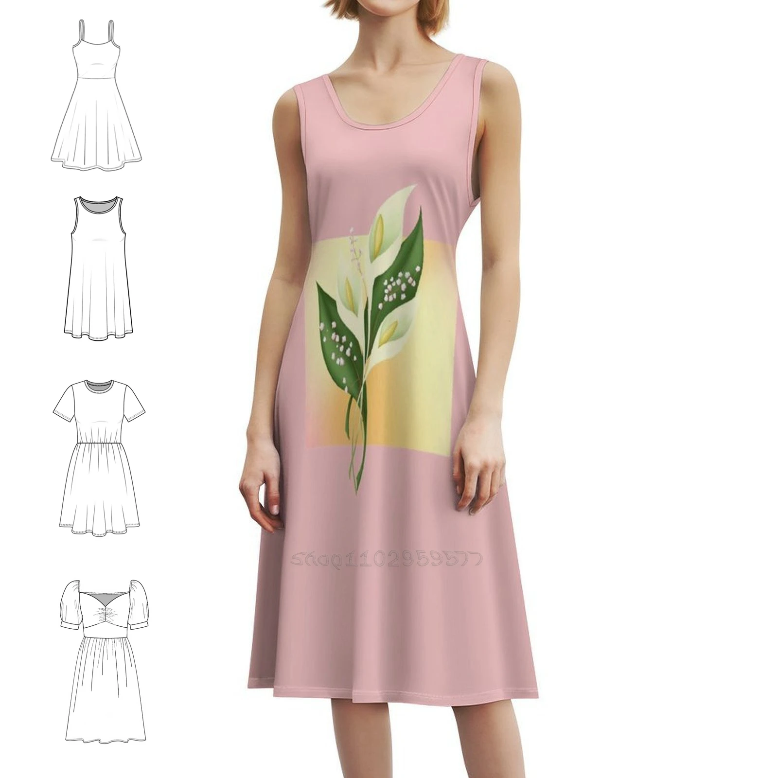 فستان Calla Lillies على الطراز الكوري للنساء فستان كاجوال أنيق للحفلات أو الارتداء اليومي Calla Lillies Aurum Lily Lily #1