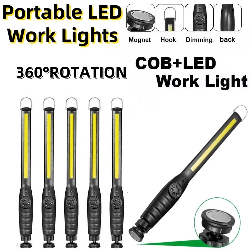 COB Portable LED Work Lights Cordless Magnetic LED Work Lamp Inspection Lights for Car Repair, Home, Garage, Emergency