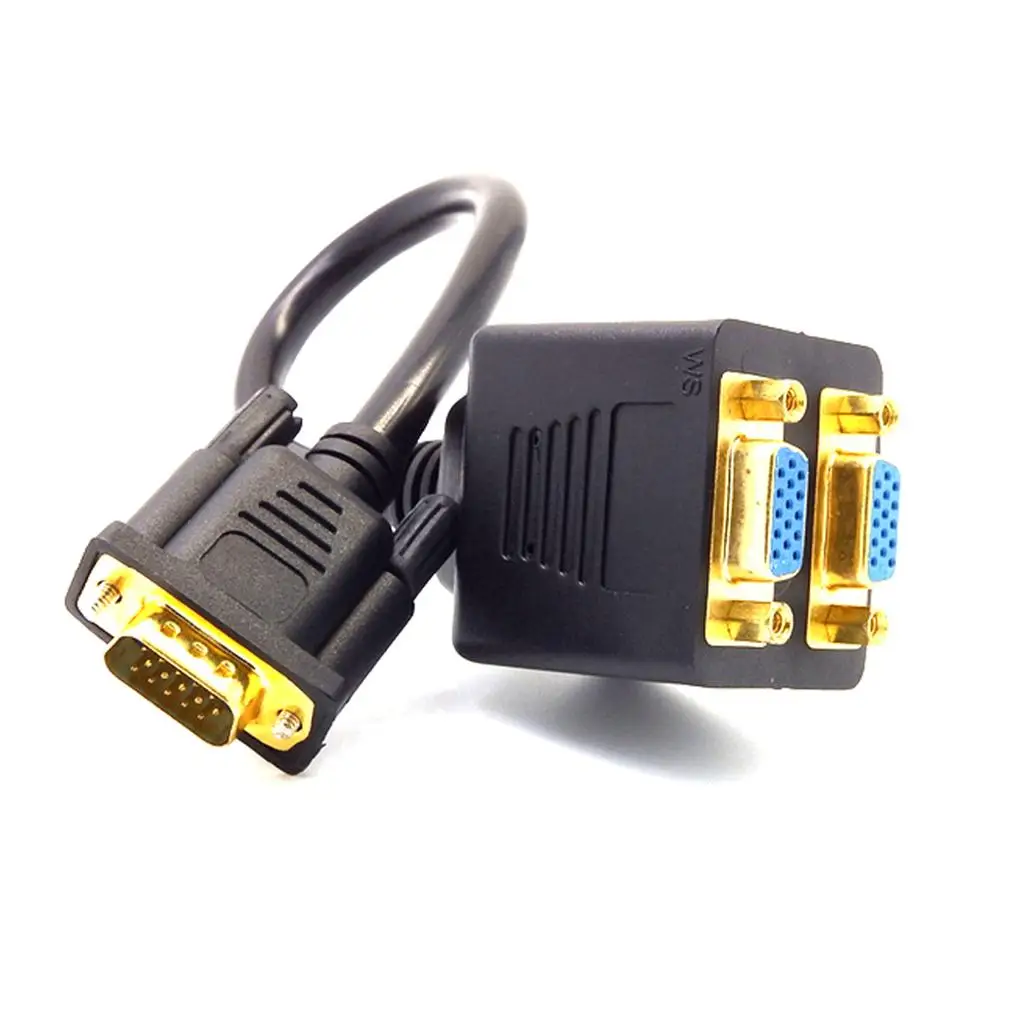 DVI-I (24+5)P Male Plug to 2x 15P VGA Female Jack M/F Video Splitter Cable 0.8ft