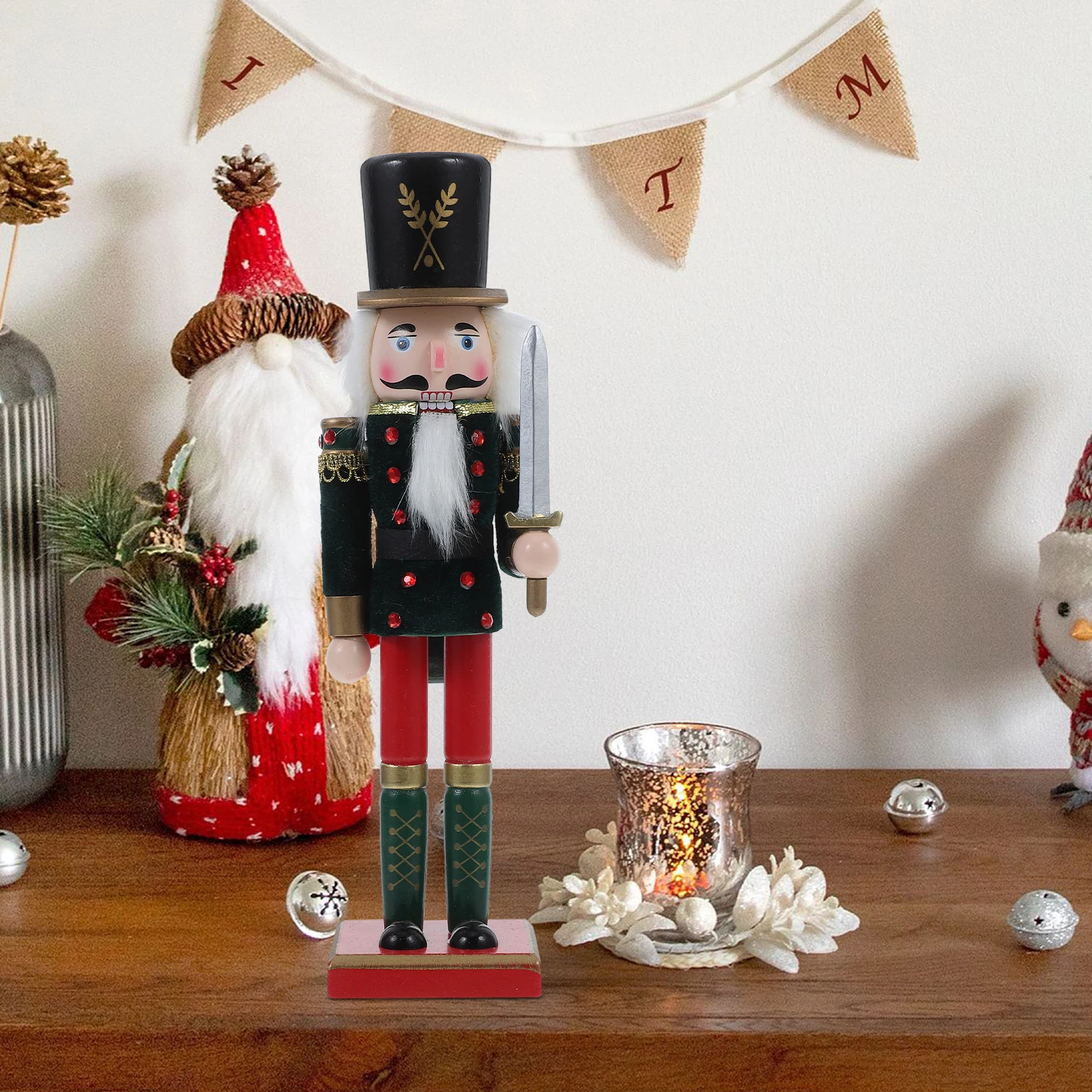 

Wooden Nutcracker Soldier Figure Vintage Christmas Decor for Mantel Tabletop Shelf Festive Home Display Unique Holiday Gift Idea