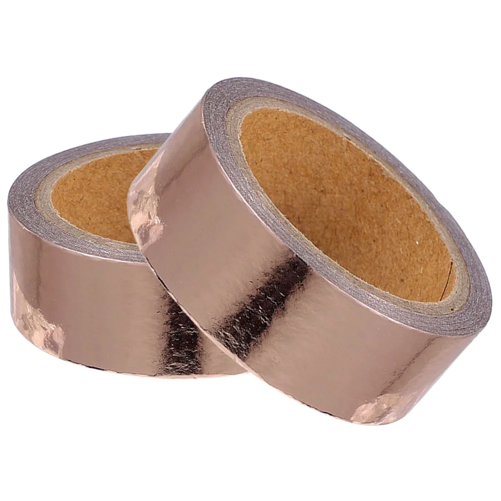 2 Rolls Diy Decorative Tape Washi Tapes Metallic Mirror Decoration Strips Self Adhesive Scrapbook