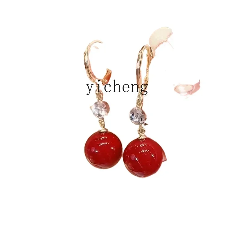 

XL high-end temperament versatile ear buckle light luxury niche red earrings women's pearl stud earrings