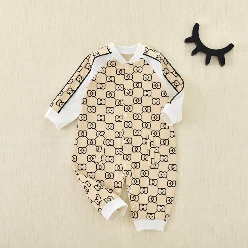 Baby Jumpsuit 100 Cotton Cute Newborn Long-sleeved Full-print Birthday Clothes Crawling Newborn Outfit Rompers Outing Clothes