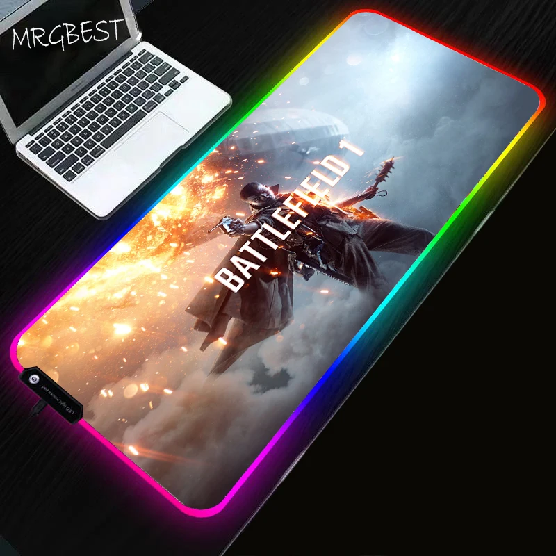 Imagem -02 - Almofada Rgb Battlefield 2042 Grande Mousepad 900x400 Tapete do Rato Gaming Mesa do Computador Jogos Luzes Led Mesa Tapete Rato Gamer Deskpad