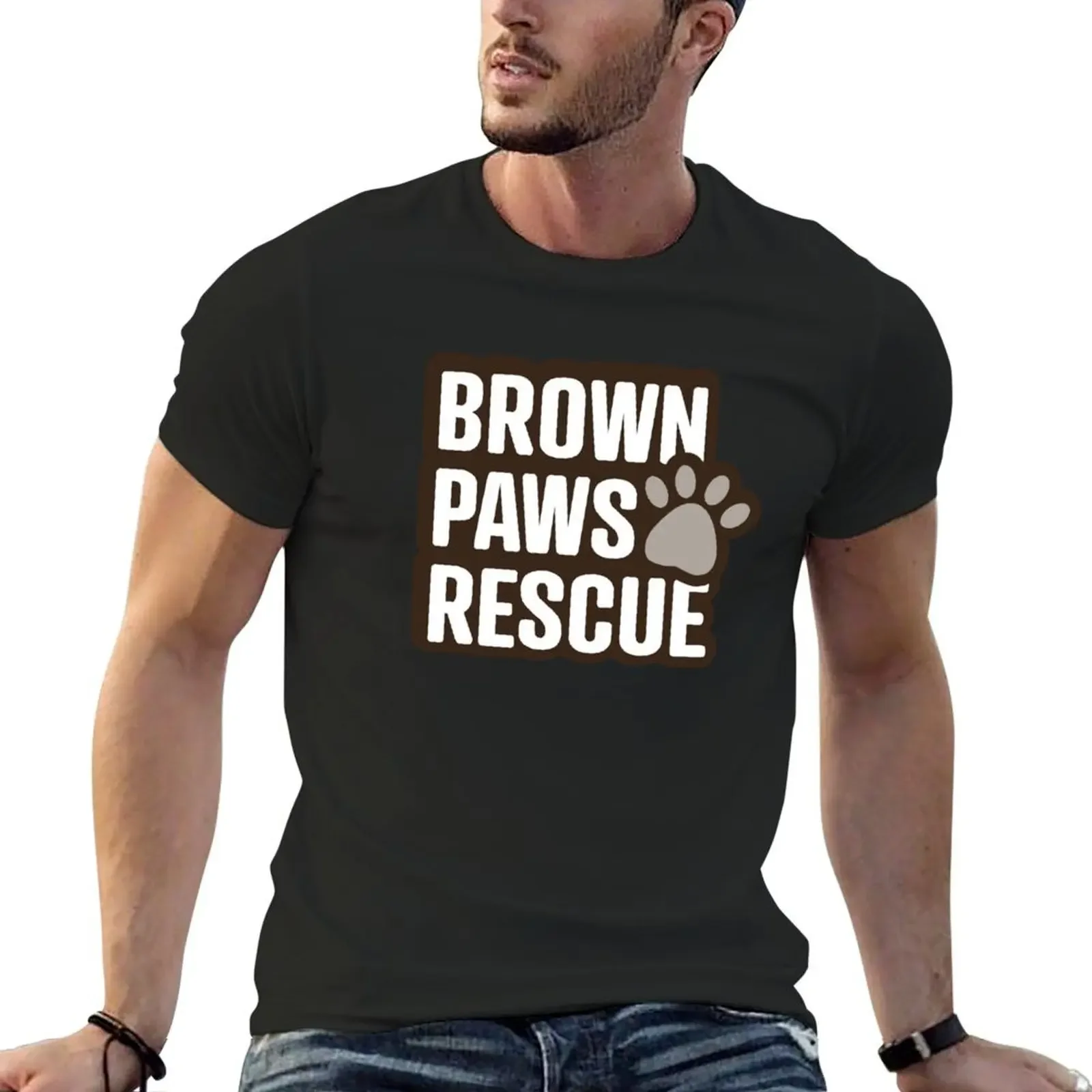 

Brown Paws Rescue T-Shirt customs design your own blacks cotton graphic tees compression shirt men