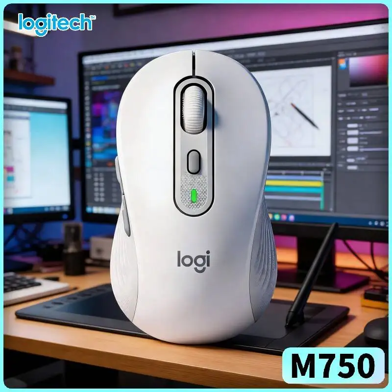 Logitech M750 Bluetooth Mouse - 90% Noise Reduction, 4000 DPI, 3-Device Sync, 20-Month Battery, Study Tool