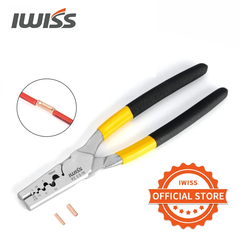 IWISS PZ0.5-16 Tube Terminal Crimping Pliers GT Copper Tube Connection Crimp Tool Cold Pressure Manual Wiring Pliers Wire Cutter