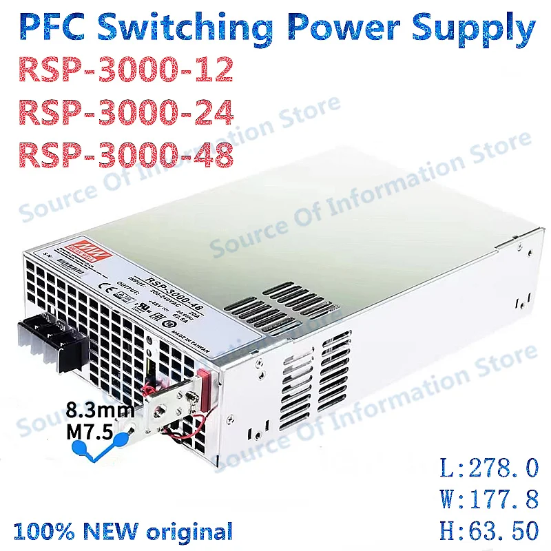 RSP-3000-12 24 48 High Power PFC Switching Power Supply 24V/12/48V 3000W 100% New