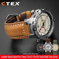 Genuine Leather Watch Strap 24*16mm For timex Tide T2n739 T2n720 T2n721 T45601 T2p141 Series watchband Men's Watch Accessories