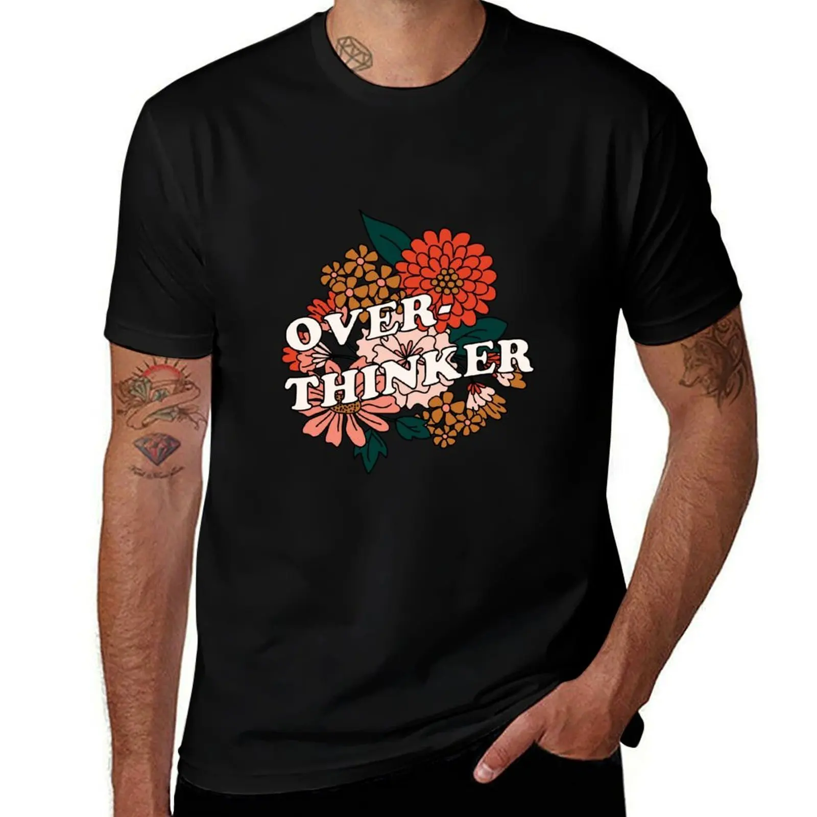 Overthinker Floral T-Shirt All Match Print Short Sleeve Top T-Shirt