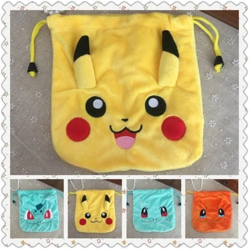 4 estilos pokemon pikachu saco de armazenamento bonito anime figura cordão carteira pode armazenar telefone móvel fone de ouvido bluetooth presentes aniversário