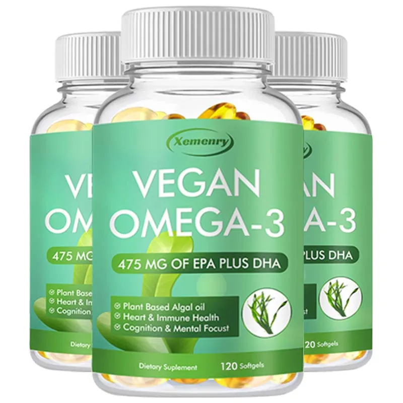

Vegan OMEGA-3 Capsules - Supports Heart, Brain and Eye Health, Nutrient Absorption, Provides Energy, Boosts Immunity