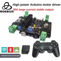 4 Channel 30A 24V High Power Encoder Motor Servos Driver Smart Robot Car Motor Expansion Board for Arduino