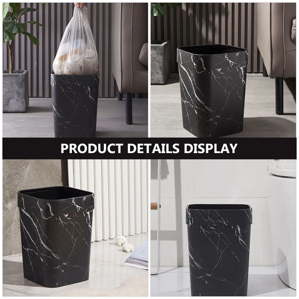 

Square Small Marble Trash Can Lidless Wastebasket Non Slip Garbage Container for Home Room Marble Trash Can