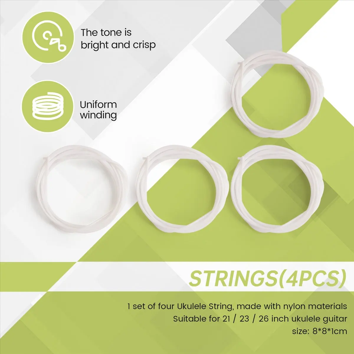 ABST 4pcs/set White Nylon Ukulele Strings Replacement Part for 21 inch 23 inch 26 inch Stringed Instrument