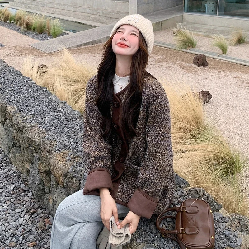 Kawa Kolor Mała Aromatyczna Kurtka Damska na Zimę 2025 Nowa Koreańska Wersja Luźny Krój Wyszczuplająca Gruba Ciepła Krótka Bluza