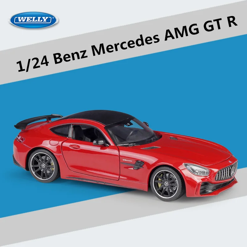 Welly 1:24 Mercedes Benz AMG GT R Alloy Super Sportwagenmodel Die-cast Metal Raceauto Model Simulatie Kinderspeelgoed Cadeau