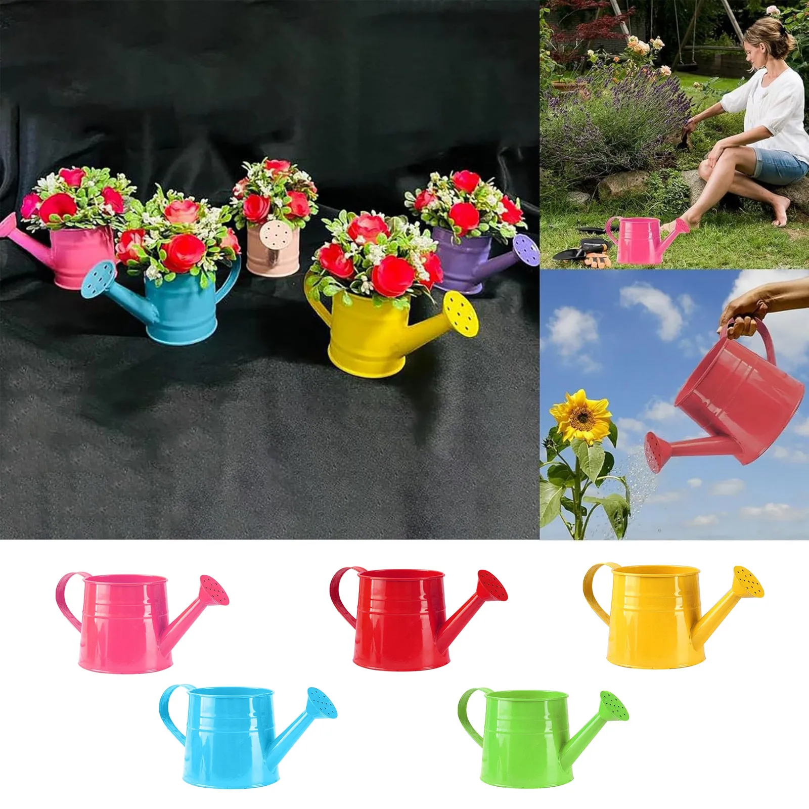 New Metal Watering Can Garden Flower Kettle Mini Small Water Spraying Pot Sprinkle with Large Capacity For Kids Adult